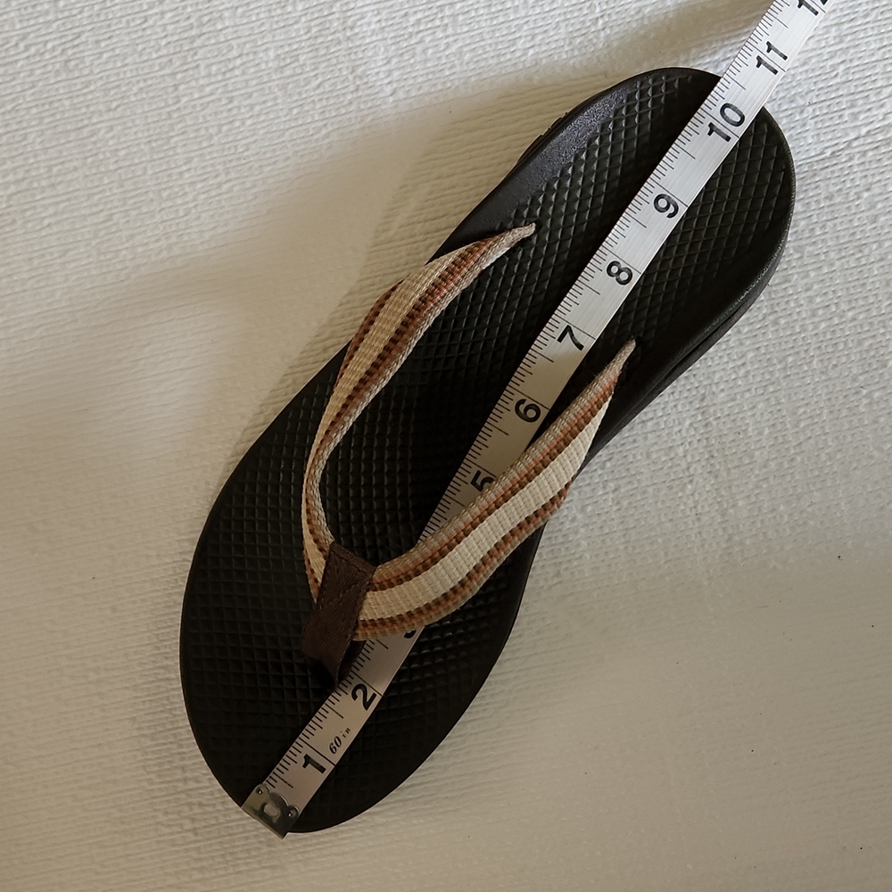 Chaco Brown and Cream Striped Flip Flop Sandals - Picture 10 of 10